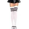 Music Legs Striped Top White Opaque Thigh Highs Outlet