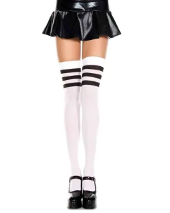 Music Legs Striped Top White Opaque Thigh Highs Outlet