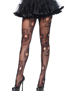 Leg Avenue Sugar Skull Plus Size Net Pantyhose Flash Sale