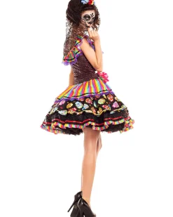 Party King Sugar Skull Rainbow Senorita Womens Costume Discount