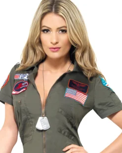 Smiffys Top Gun Aviator Playsuit Womens Costume Store