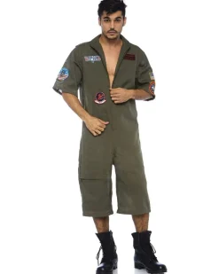 Leg Avenue Top Gun Board Short Flight Suit Mens Costume Discount
