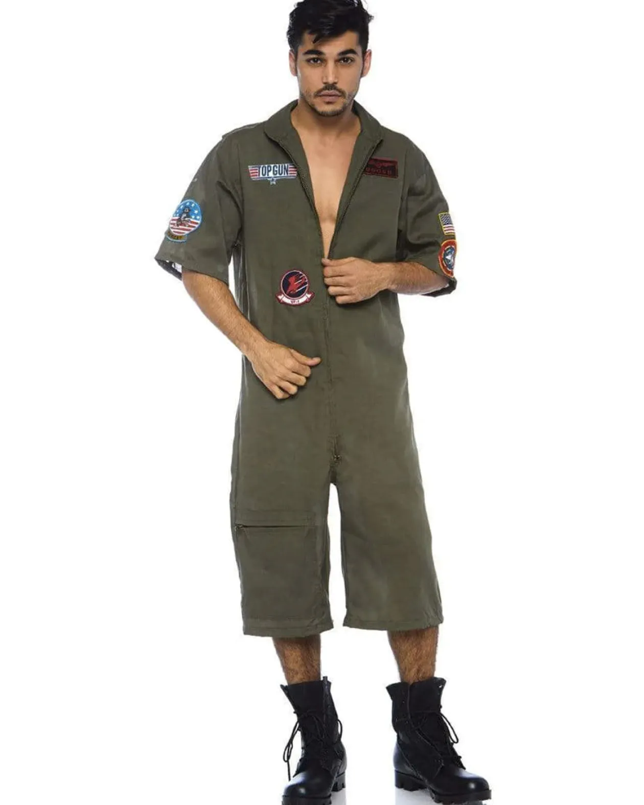 Leg Avenue Top Gun Board Short Flight Suit Mens Costume Discount
