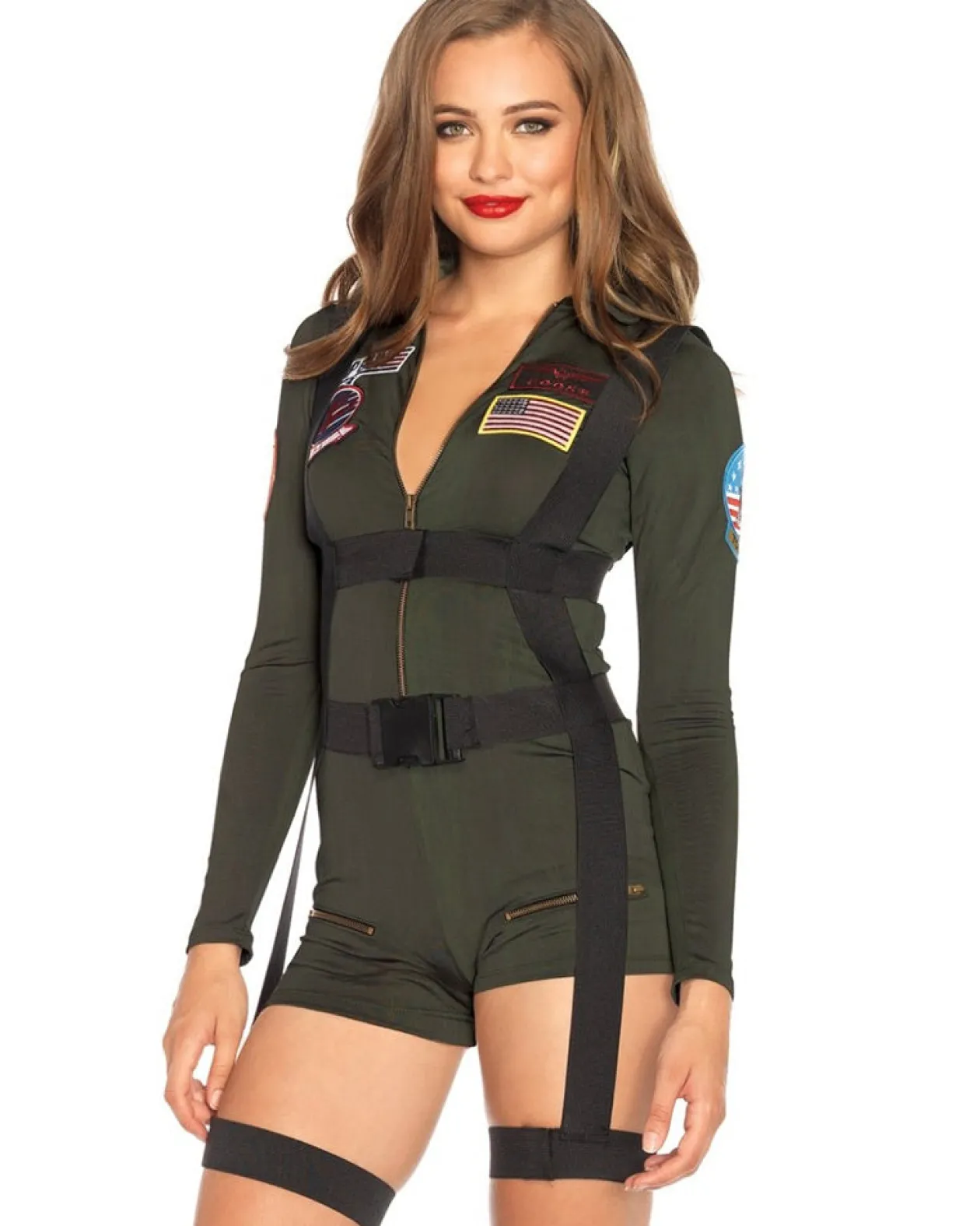Leg Avenue Top Gun Womens Deluxe Romper Costume Cheap