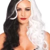 Leg Avenue Villain Long Wavy Black And White Wig Outlet