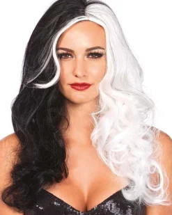 Leg Avenue Villain Long Wavy Black And White Wig Outlet