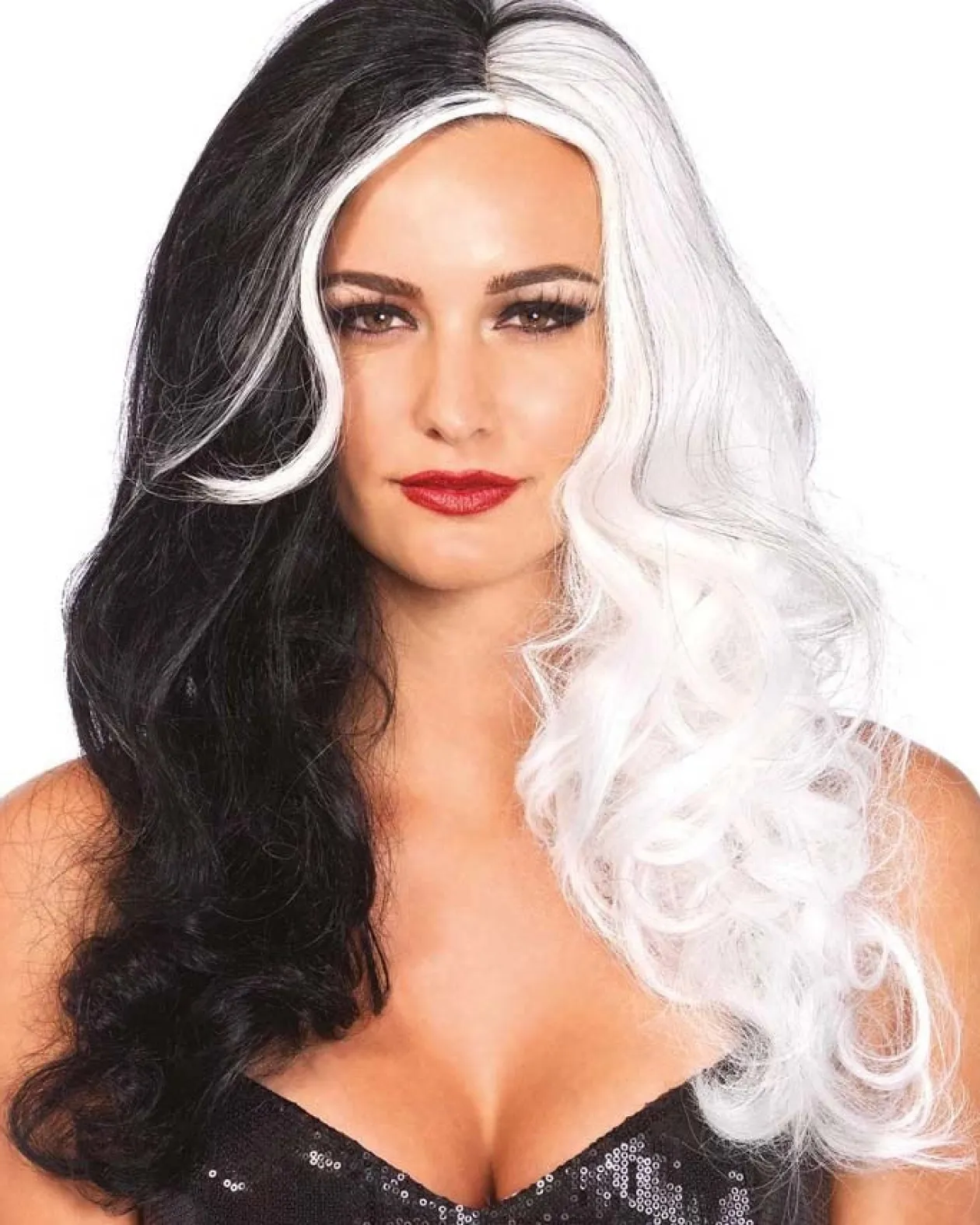 Leg Avenue Villain Long Wavy Black And White Wig Outlet
