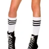 Music Legs White And Black Triple Stripe Knee High Socks Store