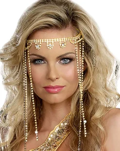 Dreamgirl International White And Gold Shimmer Rhinestone Headpiece Store