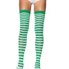 Leg Avenue White And Green Striped Thigh High Stockings Best Sale