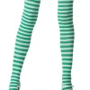 Music Legs White And Kelly Green Striped Tights Sale