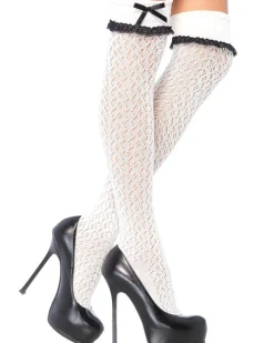 Leg Avenue White Crocheted Over The Knee Socks Outlet