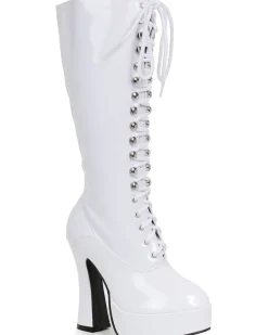 Ellie Shoes White Easy Lace Knee High Womens Boots Cheap