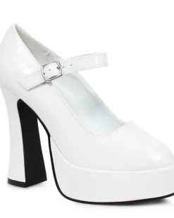 Ellie Shoes White Eden Patent Chunky Heel Womens Shoes Discount