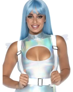 Leg Avenue White Furry Angel Wing Body Harness New