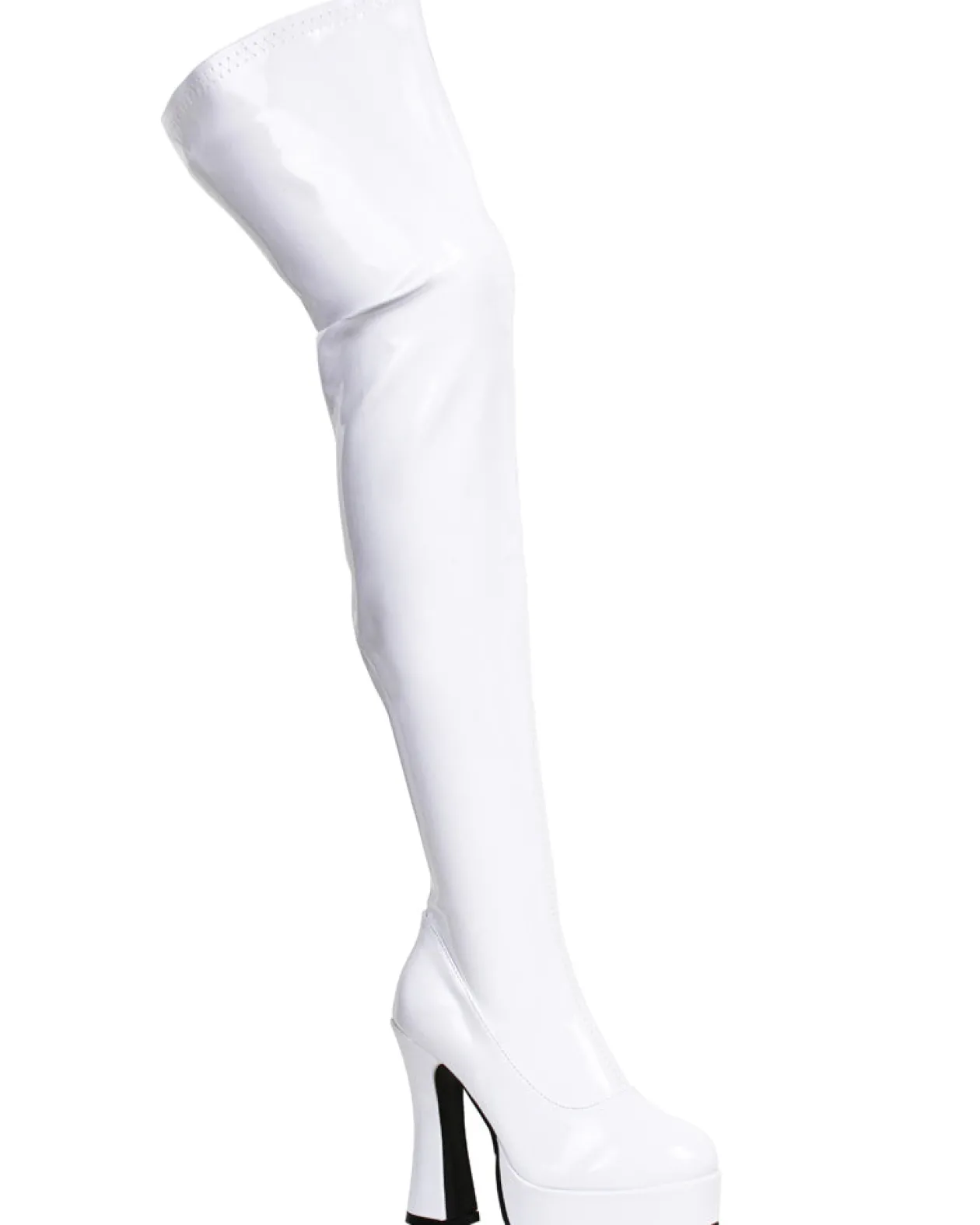 Ellie Shoes White Patent Thigh High Platform Womens Boots Cheap