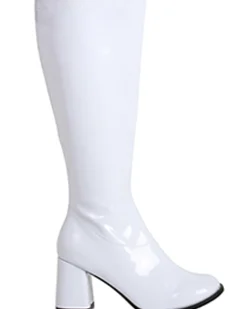Ellie Shoes White Patent Wide Fit Go Go Womens Boots Shop