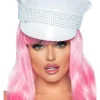 Leg Avenue White Rhinestone Trimmed Military Hat Outlet