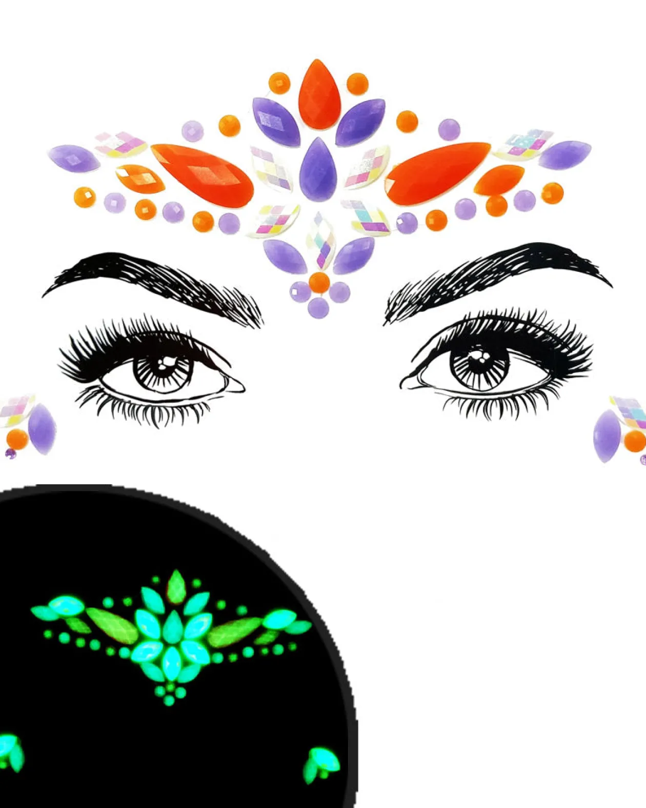 Sweidas Witch Glow In The Dark Face Jewels Sale