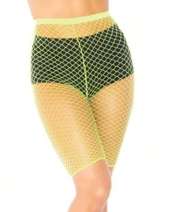 Leg Avenue Yellow Industrial Net Biker Shorts Cheap